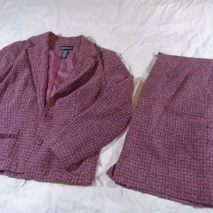 Norton Mcnaughton Skirt & Blazer Pink Tweed 12